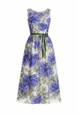 Marchesa Notte Blue Floral EmbroiderTulle Dress Sz 10 Formal Wedding Guest NWT